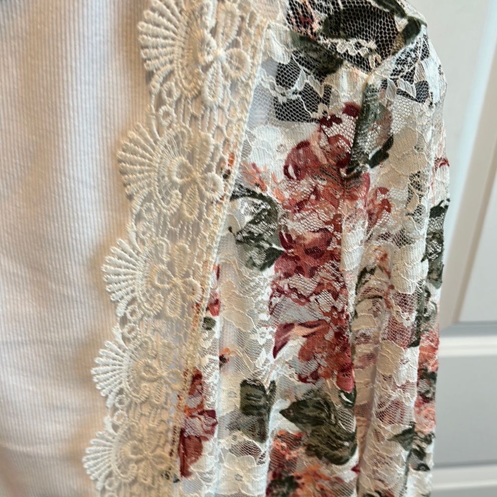 Jolie & Joy Cream and Pink Lace Jacket Open Front size XL - Picture 4 of 6